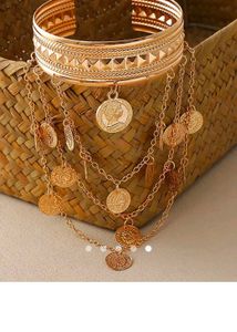 Boho Coin Charm Cuff Bracelet
