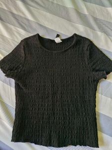 Chic Textured Black Crop Top