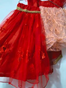 Red Embroidered kurti sharara set