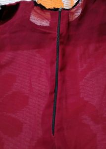 Burgundy Kurta with Sequins Sleeves