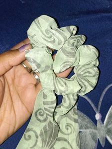 Chic Printed Scrunchie with Ribbon