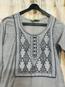 Elegant Grey Embroidered Kurta-new