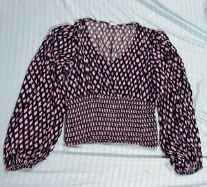 Chic Puff Sleeve Smocked Blouse