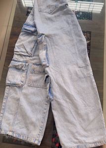 🔥Sale now in 499✨Light Wash Cargo Jeans