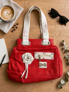 Chic Red Textured Handbag