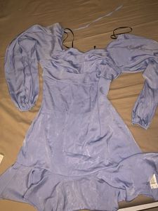 forever 21 puff sleeves baby blue mini sundress