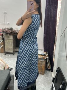 Blue Printed Casual Dress