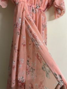 Chic Floral Print Midi Dress slit on both sides wi