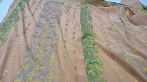 Elegant beige golden silk saree