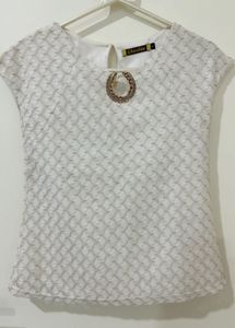 Stylish Women's Off-White Textured Top