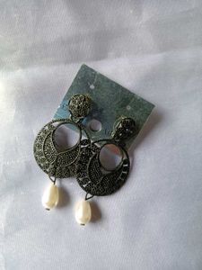 Oxidized Jhumka Earrings with Pearls (set of 3)