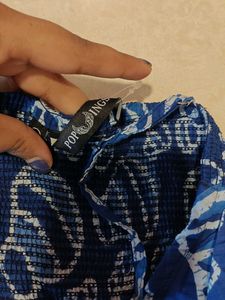 Bohemian Blue Shell Print Crop Top