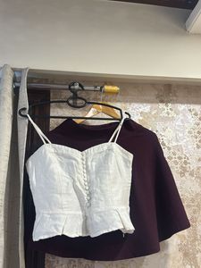 FOREVER 21 Stylish Maroon Top + Skirt