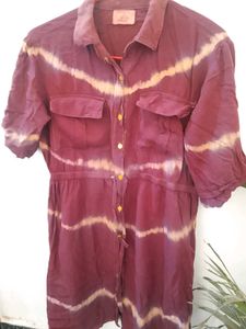 Boho Tie-Dye Button-Down Mini Dress