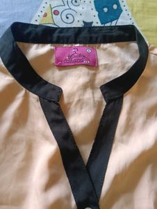 Peach Kurta with Black Trim