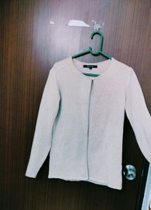 Light Cardigan Jacket Slim Look Glitter White