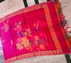 Printed. Woolen Stole For Girls  & Women  1 -2 Time Use   Colour Pink