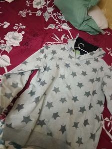 Grey Star Print Hoodie