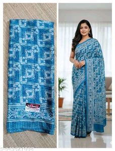 new Elegant Blue Printed Saree No blouse