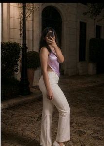 lavander backless satin top