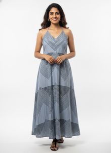 Light Blue Chevron Maxi Dress