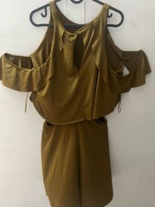Zara Olive Green Off shoulder Dress