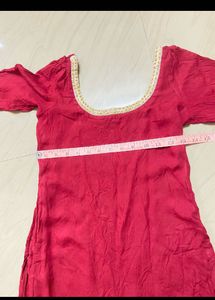 Elegant Red Kurta with Gold Trim