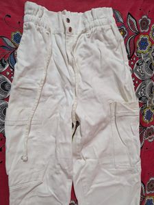 White Paperbag Waist Pants