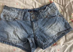 Womens Low Waisted Blue Denim Shorts