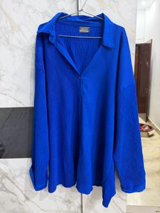 Vibrant Blue Textured Long Sleeve Top