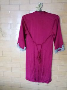 Lace Trimmed Silk Robe