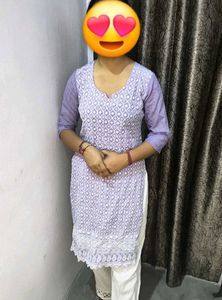 Lavender Chikankari Kurta Set