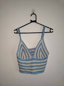 Crocheted Beach Striped Crop Top