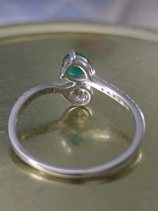SS925 silver ring with CZ and emerald