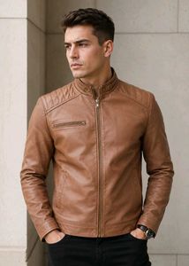 Men's Brown Faux Leather Jacket