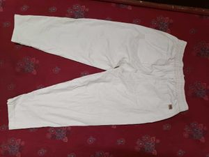 Cream Linen Blend Relaxed Fit Pants