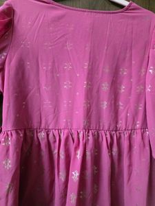 Beautiful Pink Kurti with Silver Print
