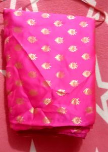 Bright Pink Saree with Gold Motifs