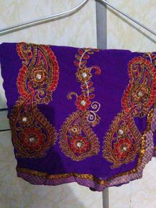 Vibrant Embroidered Silk Saree