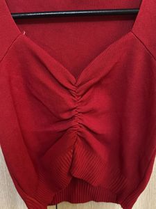 Red Knit Crop Top