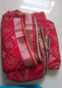 Rose  Diamond Print Fabric with Trim Handmade