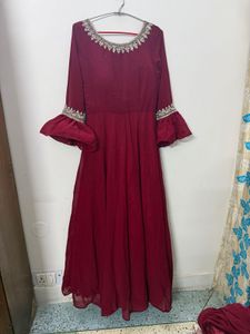 Elegant Maroon Ethnic Gown