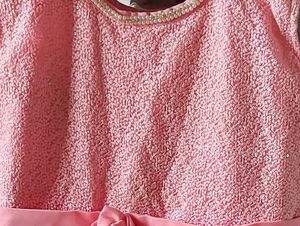 Pink Tulle Dress with Flower Accent