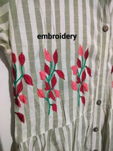 Striped Embroidered Dress