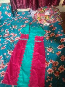Vibrant Teal &amp; Pink Kurta for Women