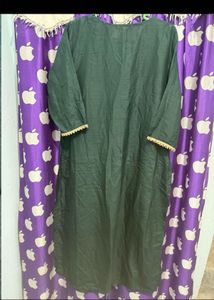 Elegant Dark Green Kurta Set with Printed Dupatta