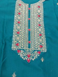 Beautiful Teal Embroidered Kurta Set with Dupatta