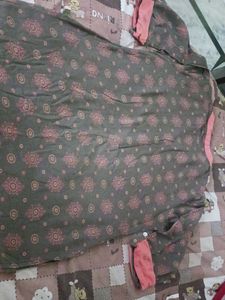 Stylish Grey Kurta with orange Print