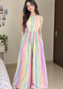 Rainbow Stripe Wide Leg Jumpsuit