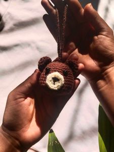 Handmade Crochet Bear Keychain Charm